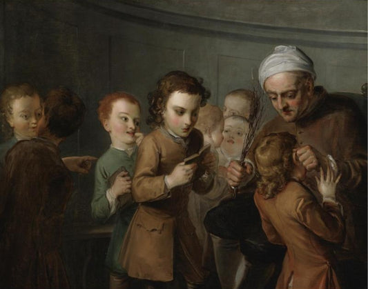 School Master and his Students, vintage artwork by Philipe Mercier, 12x8" (A4) Poster