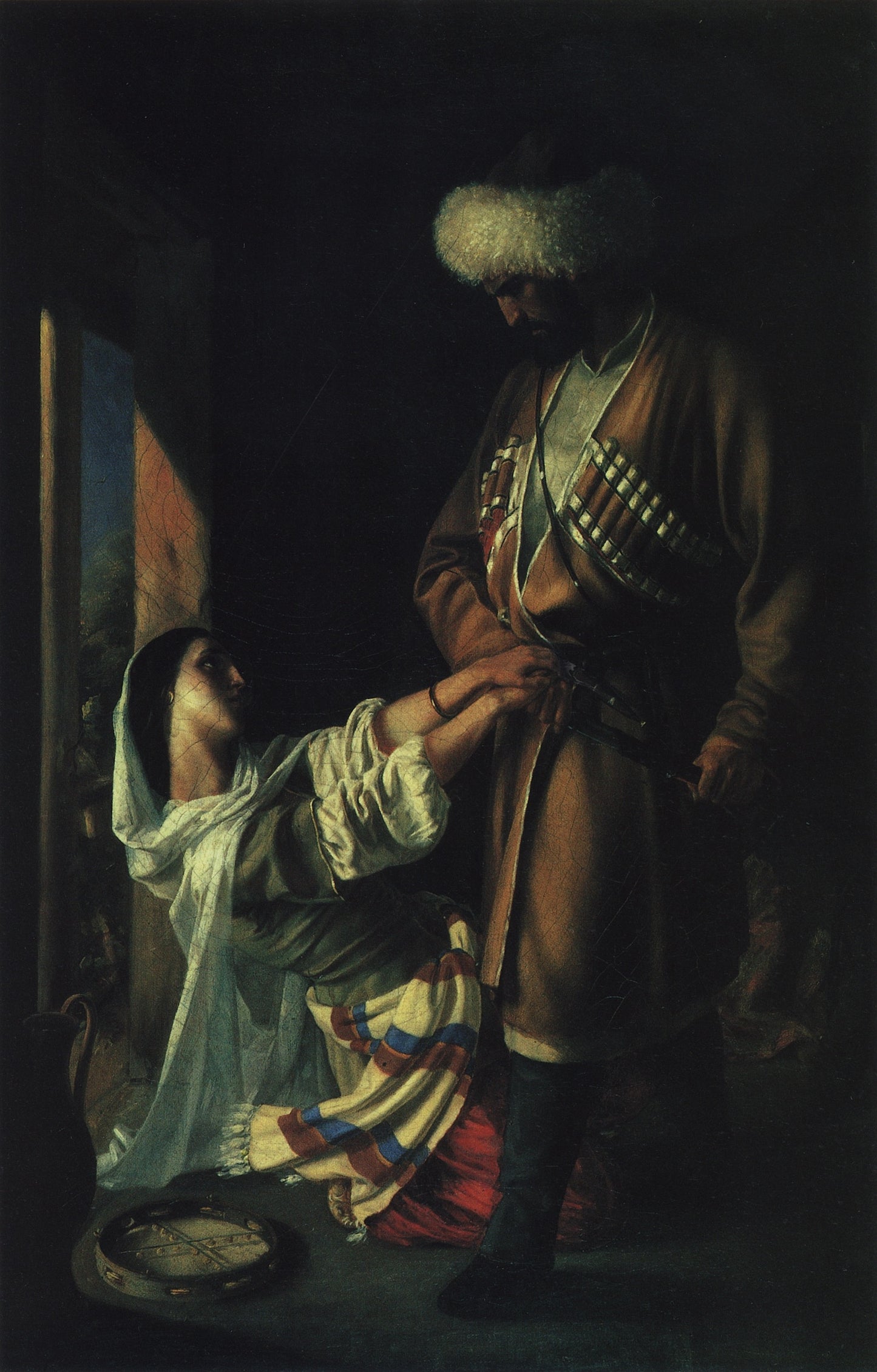 Leila and Haji Abrek, vintage artwork by Nikolai Nikolaevich Ge, 12x8" (A4) Poster