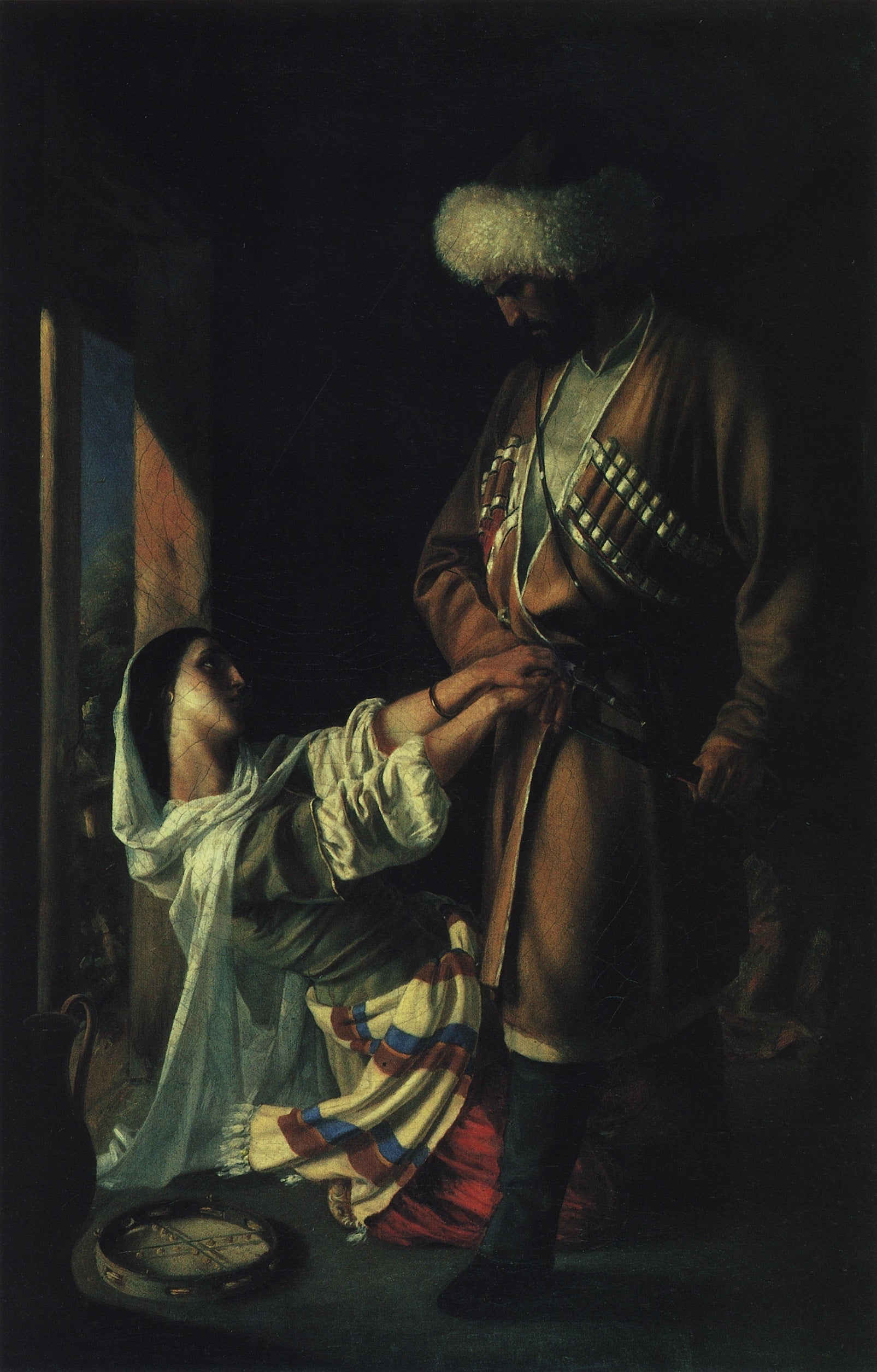 Leila and Haji Abrek, vintage artwork by Nikolai Nikolaevich Ge, 12x8" (A4) Poster