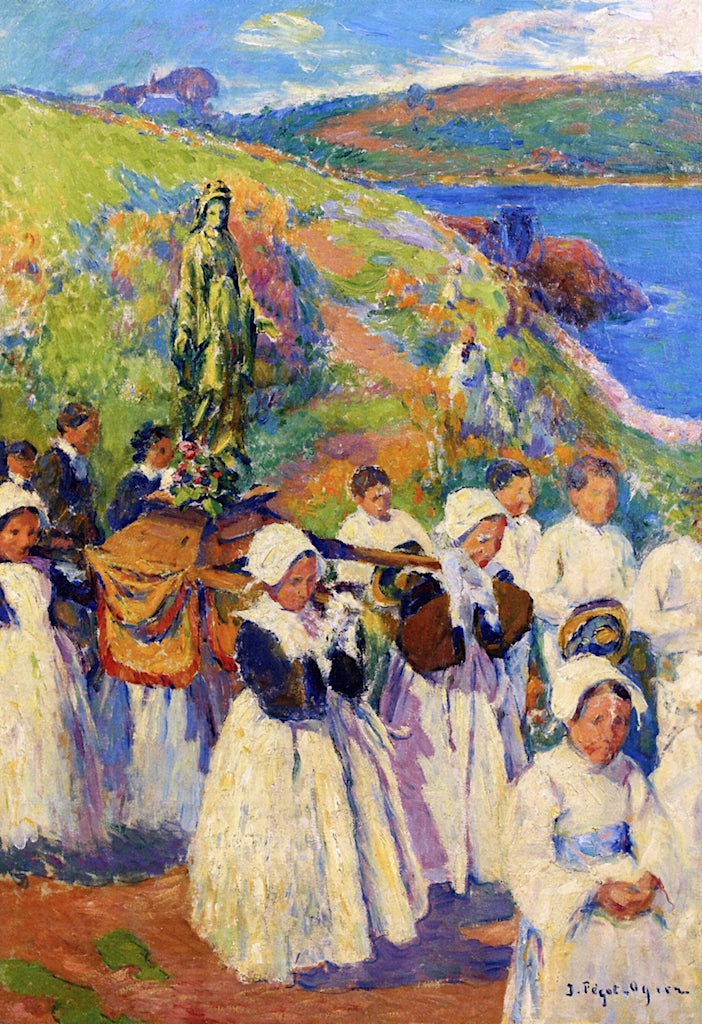 The Procession of Fête-Dieu in Brittany, vintage artwork by Jean-Bertrand Pegot-Ogier, 12x8" (A4) Poster
