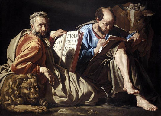 The Evangelists Saints Mark and Luke, vintage artwork by Matthias Stomer, 12x8" (A4) Poster