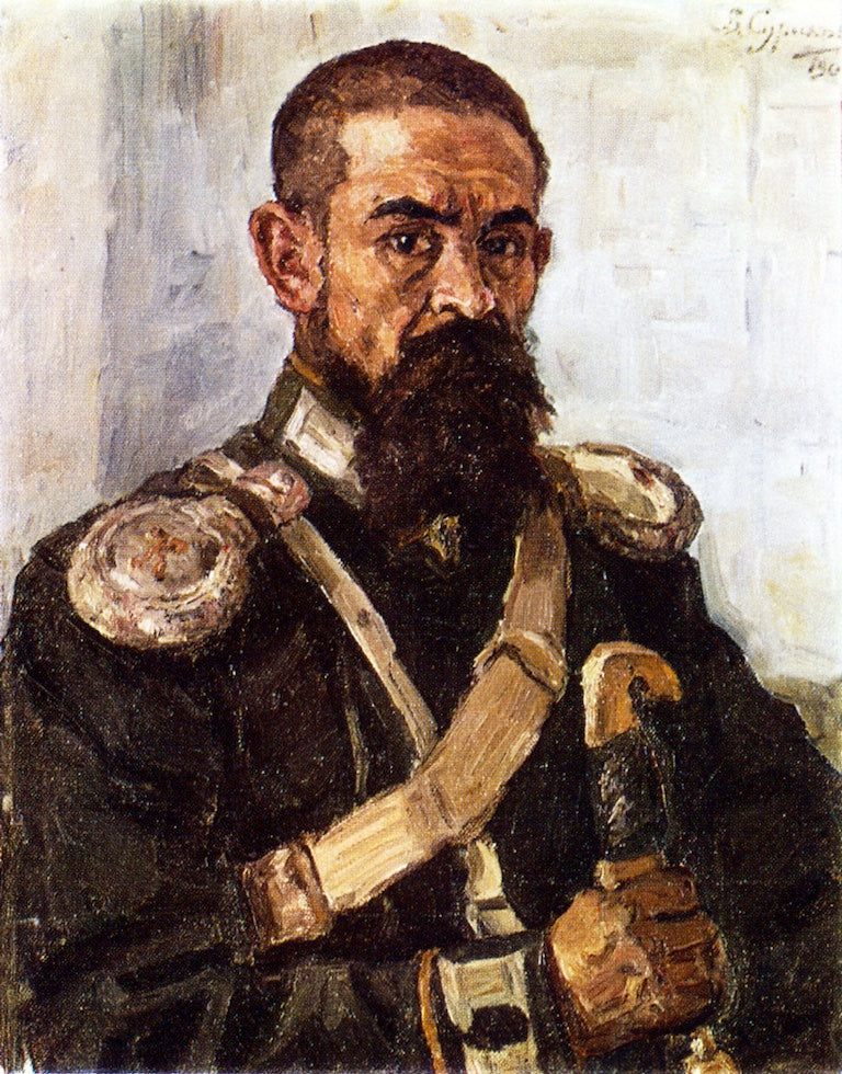 Pugachov (study), vintage artwork by Vasili Ivanovich Surikov, 12x8" (A4) Poster