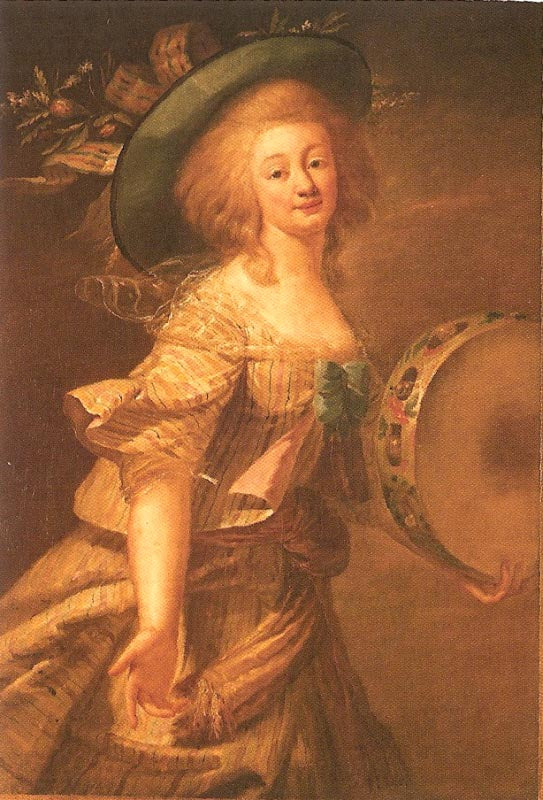 Dancer with Tambourine - 1783-85?, vintage artwork by Élisabeth Vigee-Lebrun, 12x8" (A4) Poster