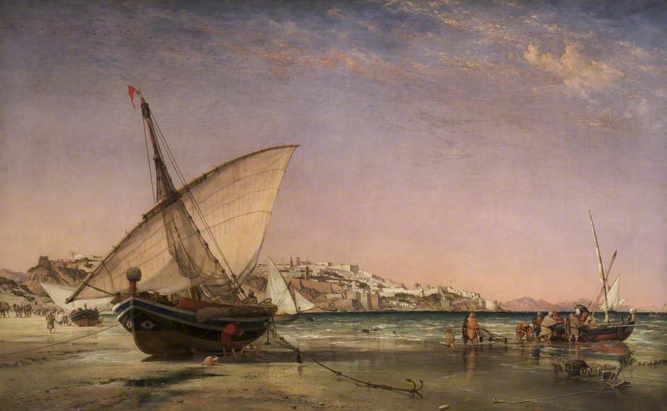 The Bay of Tangier, Morocco, vintage artwork by Edward William Cooke, R.A., A3 (16x12") Poster Print
