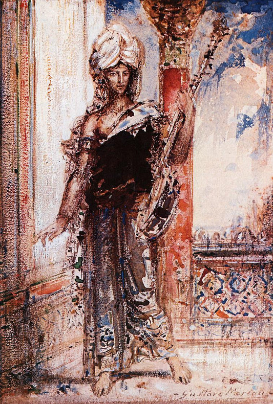 An Arabian Singer, vintage artwork by Gustave Moreau, 12x8" (A4) Poster