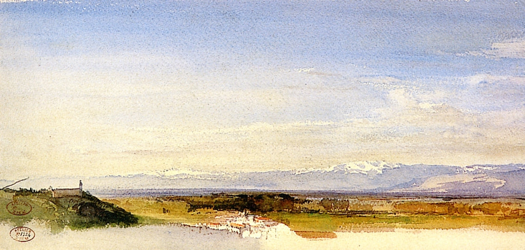 Environs de Nice, montagnes enneigees, vintage artwork by Felix-Francois-Georges-Philbert Ziem, 12x8" (A4) Poster