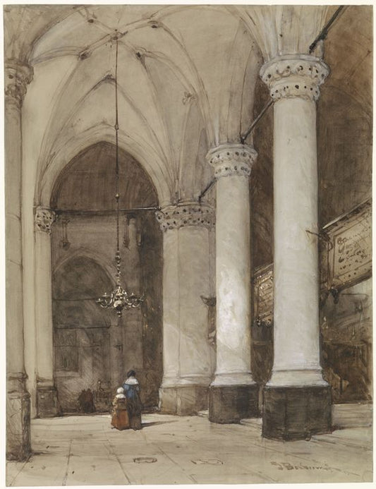 Southern Aisle of the Great Church at The Hague, vintage artwork by Johannes Bosboom, A3 (16x12") Poster Print