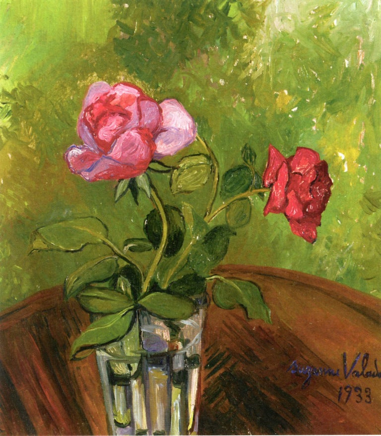 Two Roses in a Glass, vintage artwork by Suzanne Valadon, 12x8" (A4) Poster