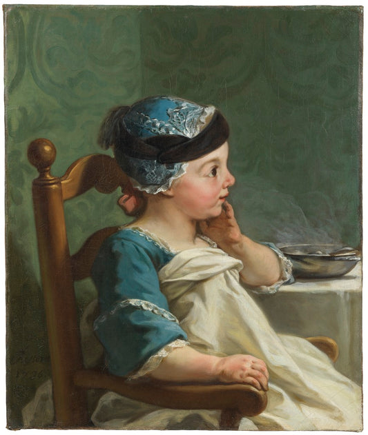 Boy in a Child's Chair, vintage artwork by Jean Restout, 12x8" (A4) Poster