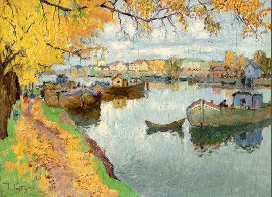 Autumn on the islands, vintage artwork by Konstantin Gorbatov, 12x8" (A4) Poster