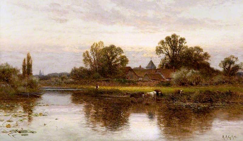 Lady Place, Hurley-on-Thames, vintage artwork by Alfred Augustus Glendening Sr., 12x8" (A4) Poster