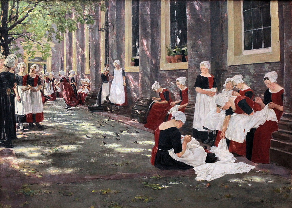 Free Time in Amsterdam Orphanage, vintage artwork by Max Liebermann, 12x8" (A4) Poster