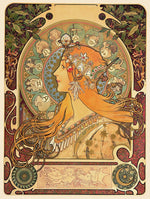 Zodiac, vintage artwork by Alfons Mucha, 12x8" (A4) Poster