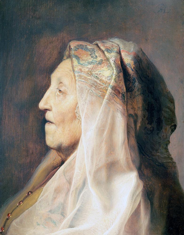 Profile Head of an Old Woman, vintage artwork by Jan Lievens, 12x8" (A4) Poster