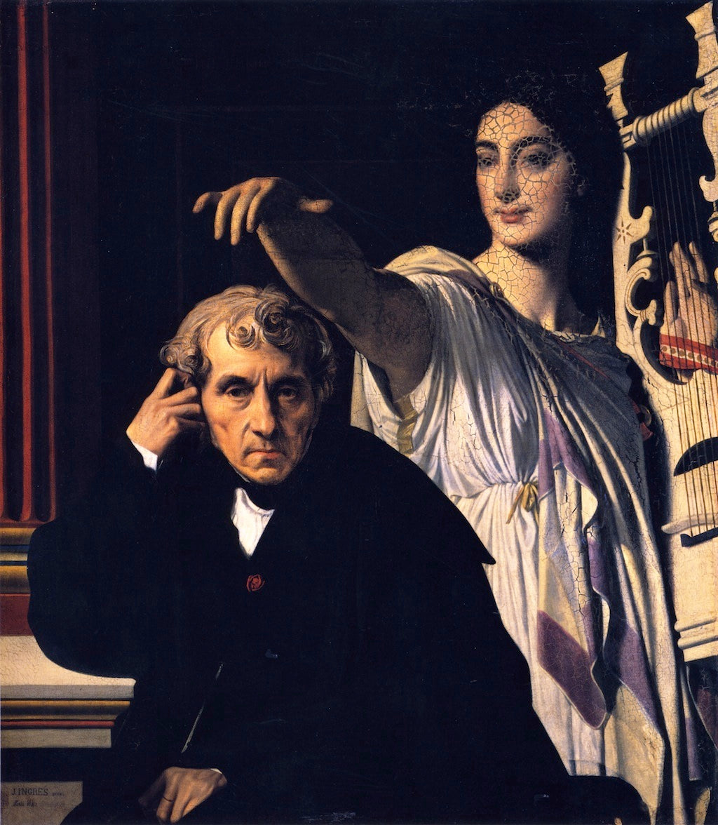 Cherubini with the Muse of Lyric Poetry, vintage artwork by Jean-Auguste-Dominique Ingres, 12x8" (A4) Poster