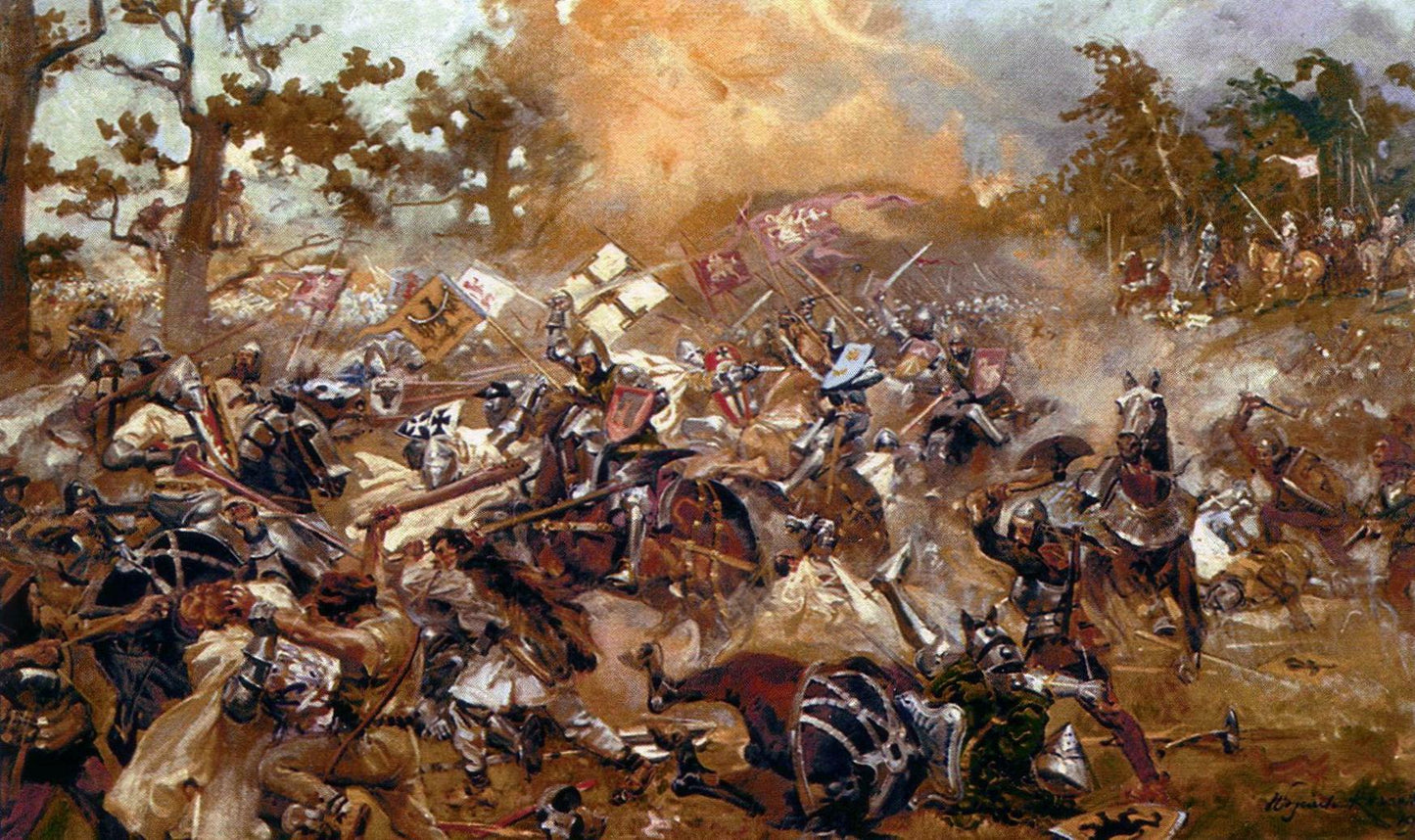 Battle of Grunwald 1410, vintage artwork by Wojciech Kossak, 12x8" (A4) Poster