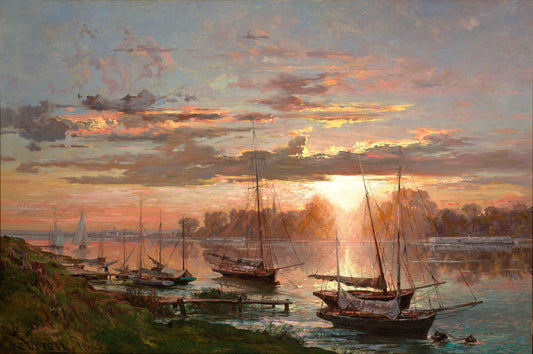 Sailboats, vintage artwork by Alexandre-Rene Veron, 12x8" (A4) Poster