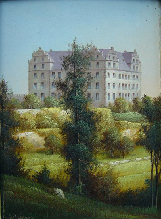 Schloss Lichtenberg, vintage artwork by Hubert Sattler, A3 (16x12") Poster Print