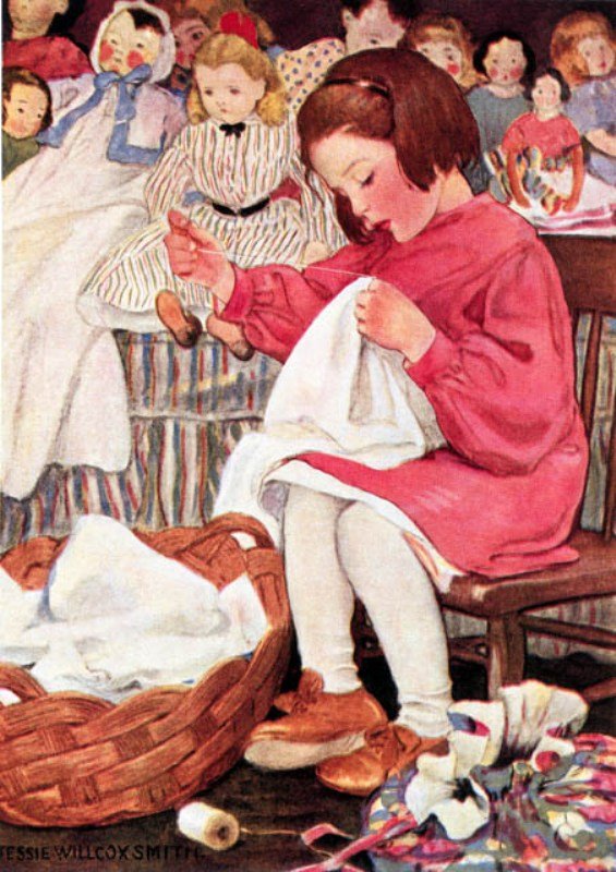 How Doth the Little Busy Bee, vintage artwork by Jessie Willcox Smith, 12x8" (A4) Poster