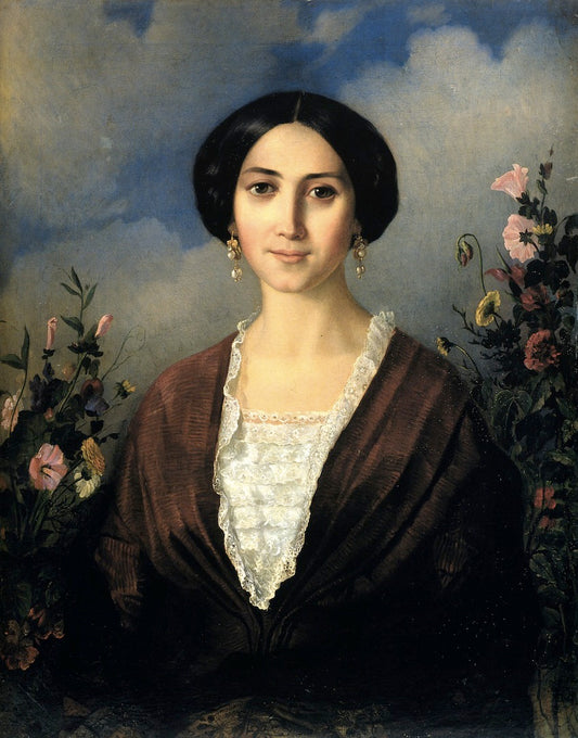 Portrait of the Artist's Wife Maria, vintage artwork by Apollon Mokritsky, A3 (16x12") Poster Print