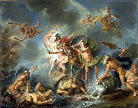 Fury of Achilles, vintage artwork by Workshop of Charles-Antoine Coypel IV, 12x8" (A4) Poster