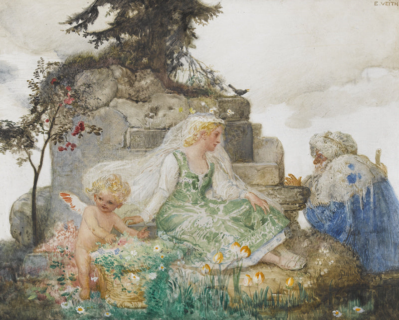 Winter Farewell, vintage artwork by Eduard Veith, 12x8" (A4) Poster
