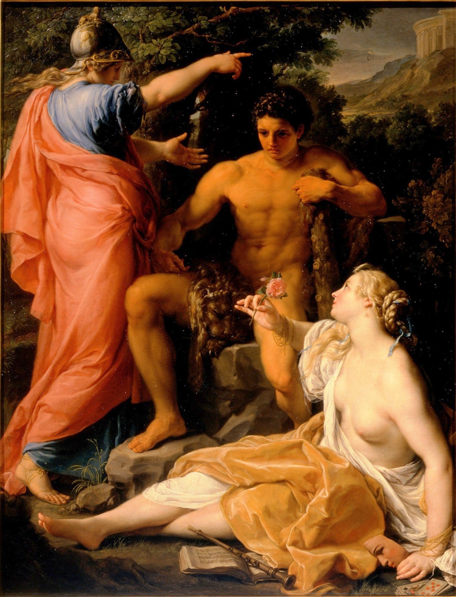 Hercules at the Crossroads (Pitti version), vintage artwork by Pompeo Batoni, 12x8" (A4) Poster