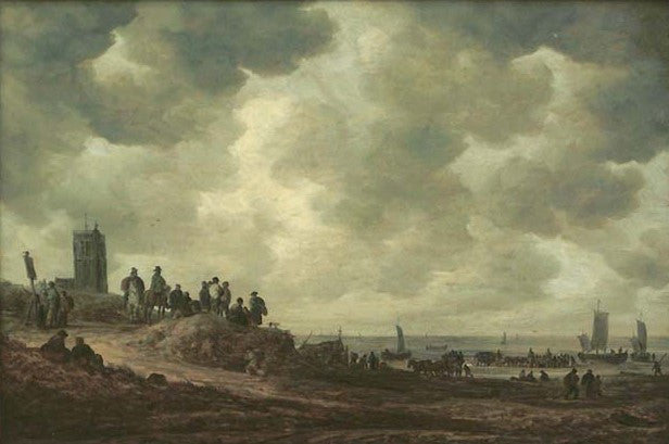 Beach near Egmond, vintage artwork by Jan van Goyen, 12x8" (A4) Poster