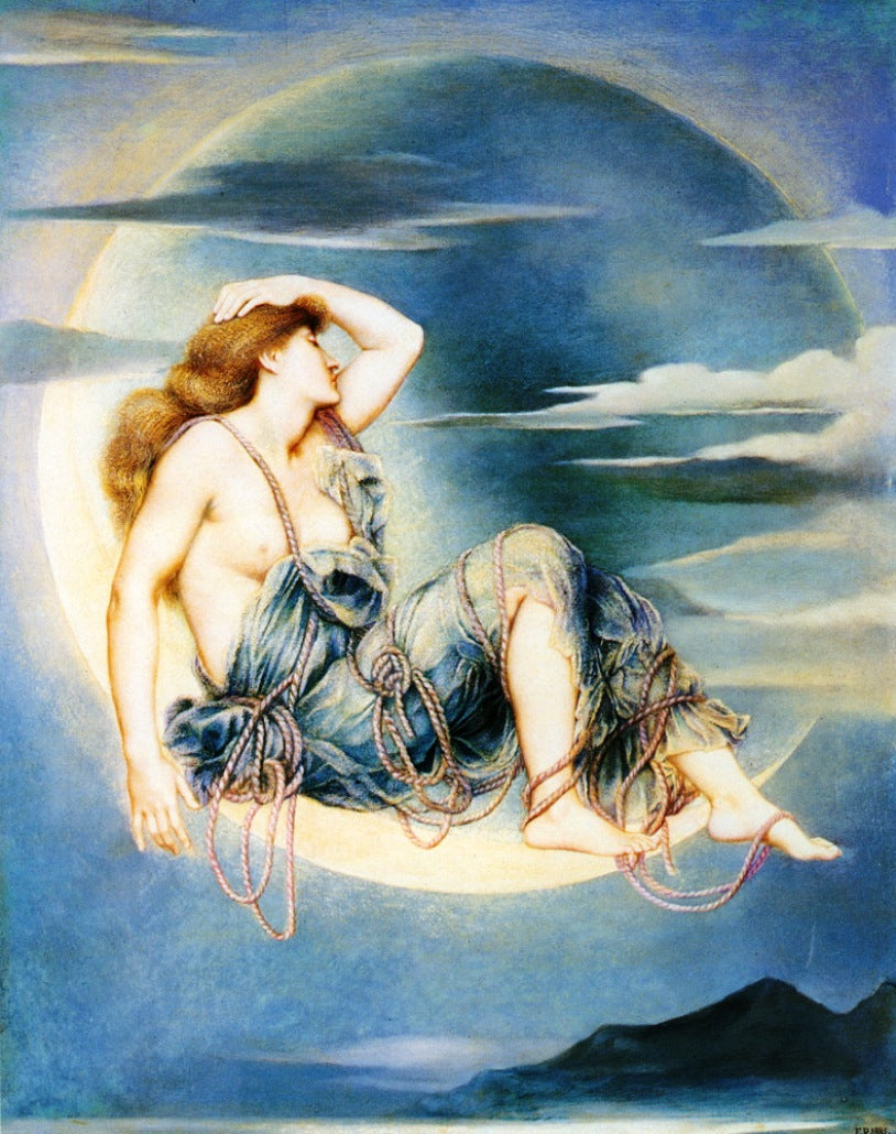 Luna, vintage artwork by Evelyn de Morgan, 12x8" (A4) Poster
