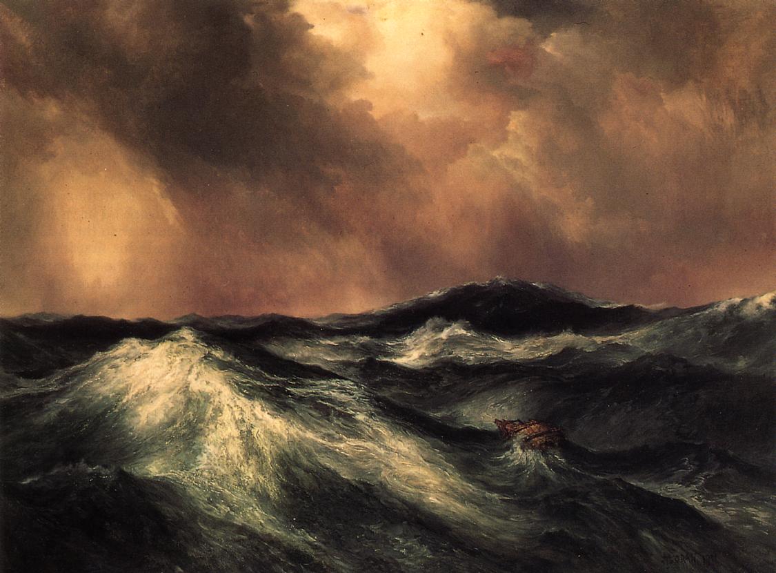 The Angry Sea, vintage artwork by Thomas Moran, 12x8" (A4) Poster