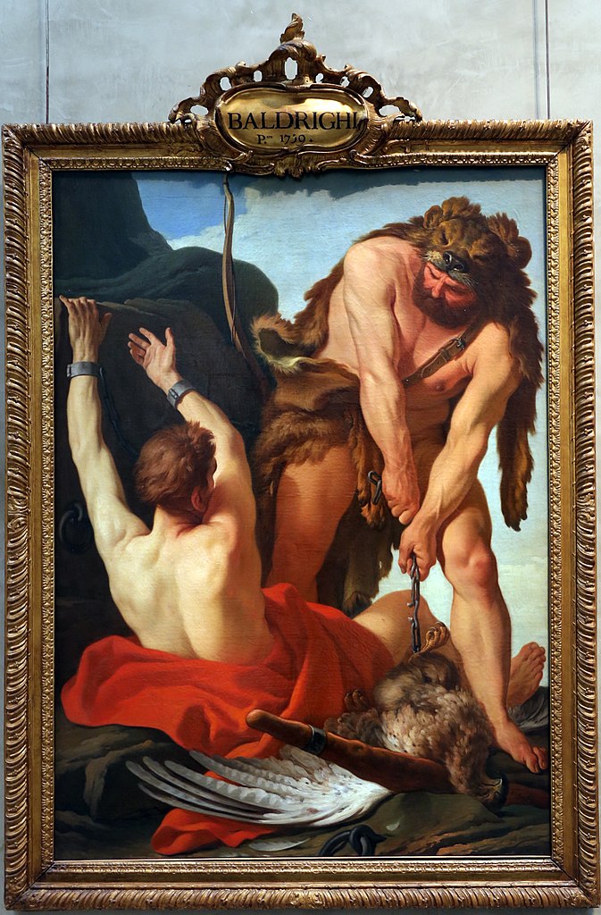 Hercules Liberating Prometheus, vintage artwork by Giuseppe Baldrighi, 12x8" (A4) Poster