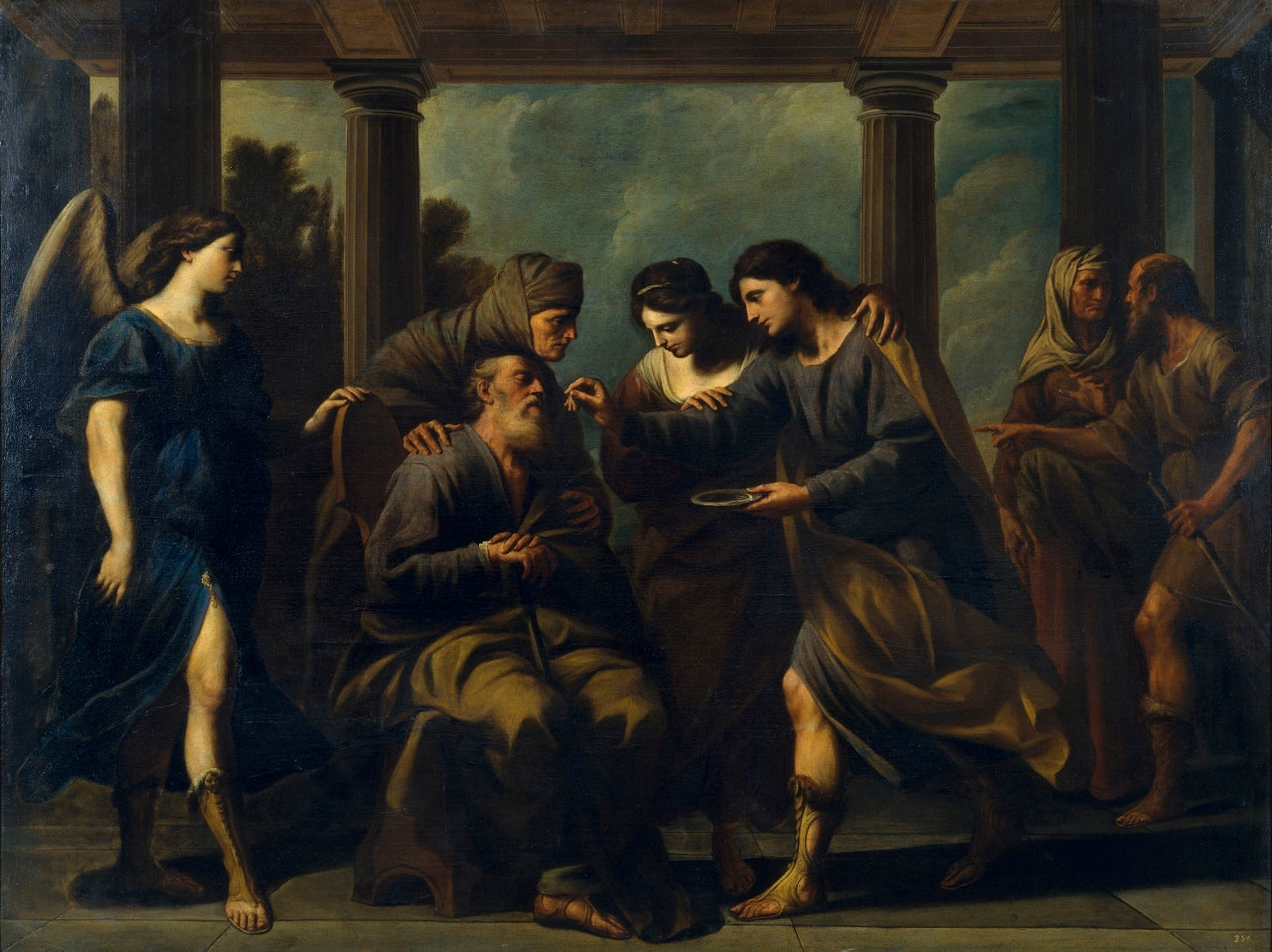 Tobias Curing the Sight of Saint Paul, vintage artwork by Andrea Vaccaro, 12x8" (A4) Poster