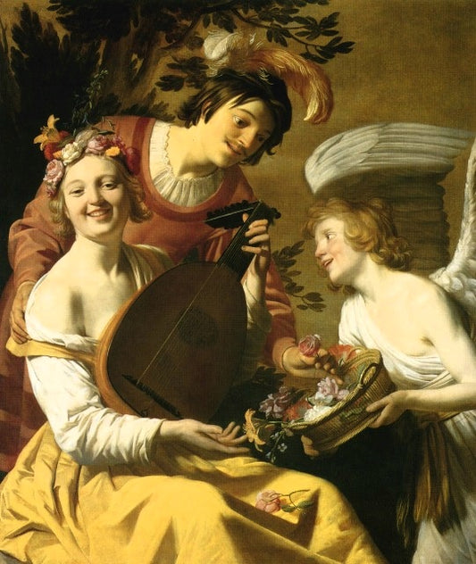 Allegorie de l'Amour, vintage artwork by Gerard van Honthorst, 12x8" (A4) Poster