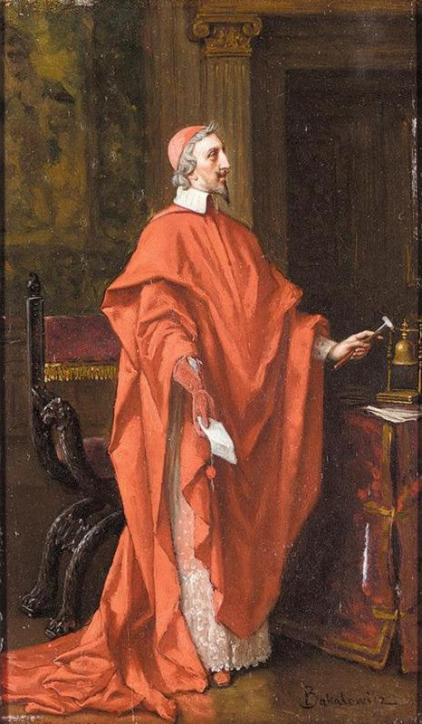 Cardinal Richelieu, vintage artwork by Władysław Bakalowicz, 12x8" (A4) Poster
