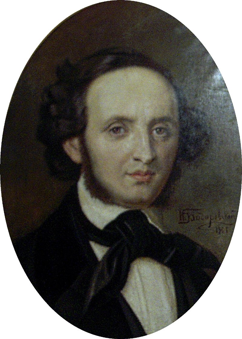 Portrait of Composer Felix Mendelssohn, vintage artwork by Nikolai Bodarevsky, 12x8" (A4) Poster