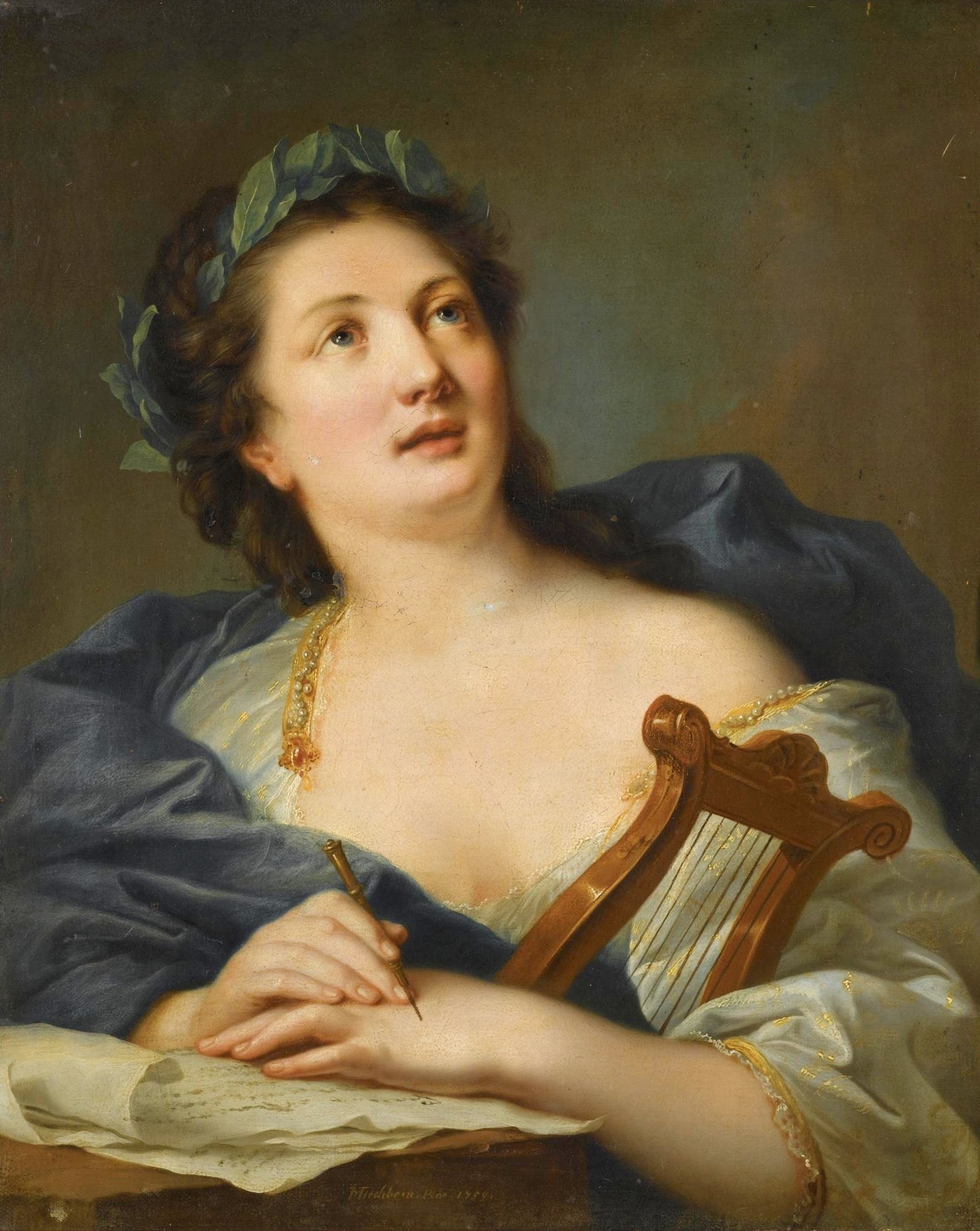 A Muse, vintage artwork by Johann Heinrich Tischbein the Elder, 12x8" (A4) Poster