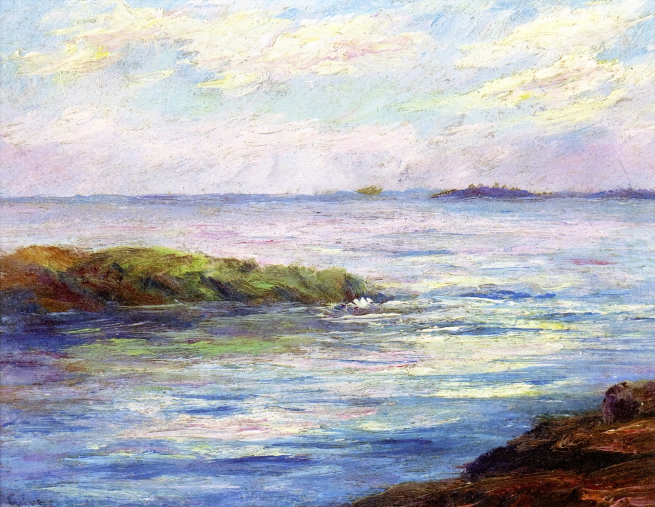 Nigh Duck Rock, Monhegan, Me., vintage artwork by George Clowes Everett, 12x8" (A4) Poster