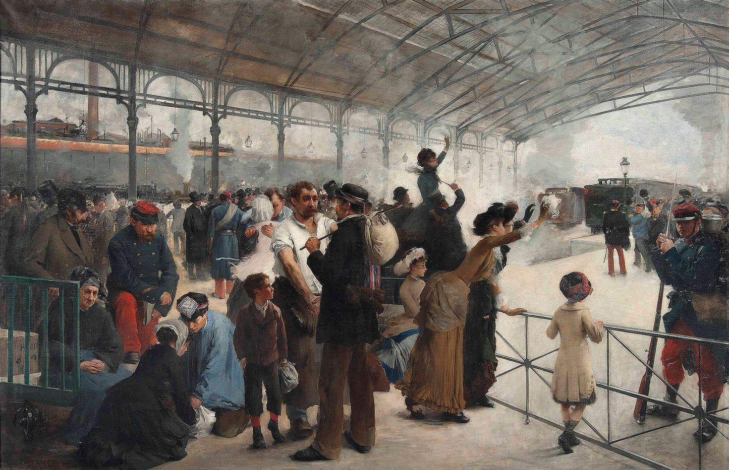 The Departure, Gare d'Austerlitz, Paris, vintage artwork by Paul Delance, 12x8" (A4) Poster
