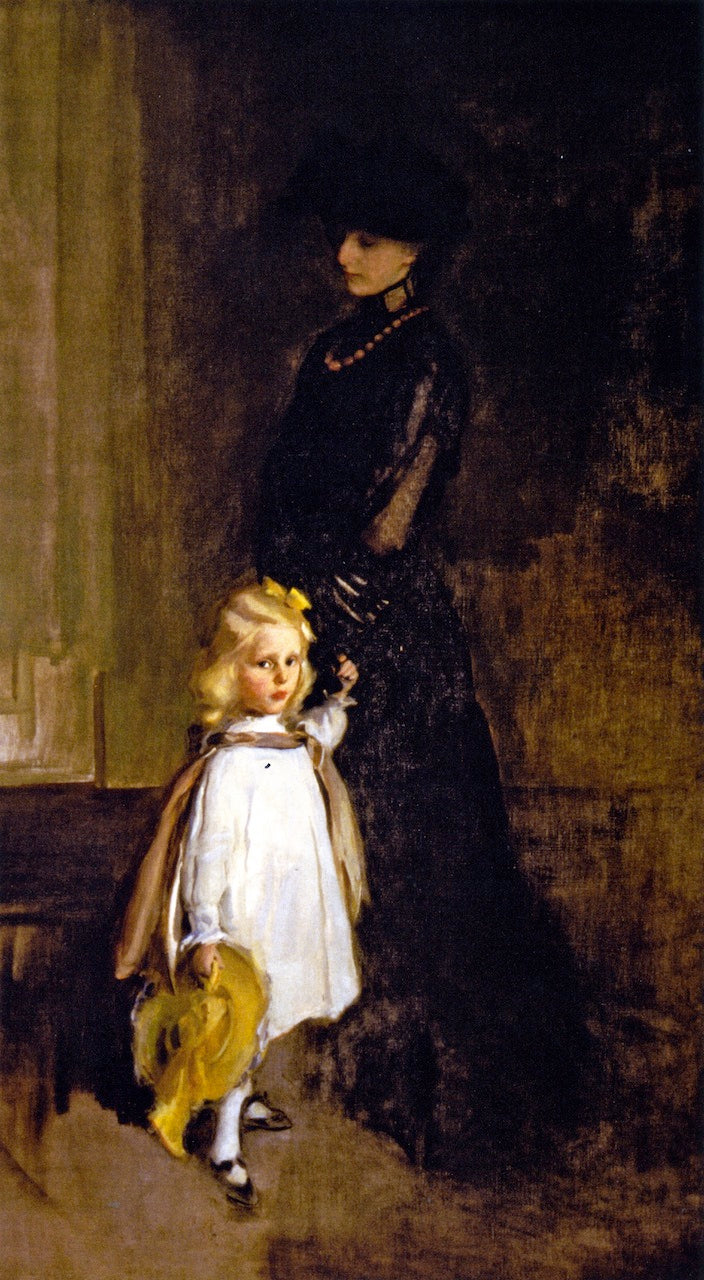 Mrs. Alexander Sedgwick and Daughter Christina, vintage artwork by Cecilia Beaux, 12x8" (A4) Poster