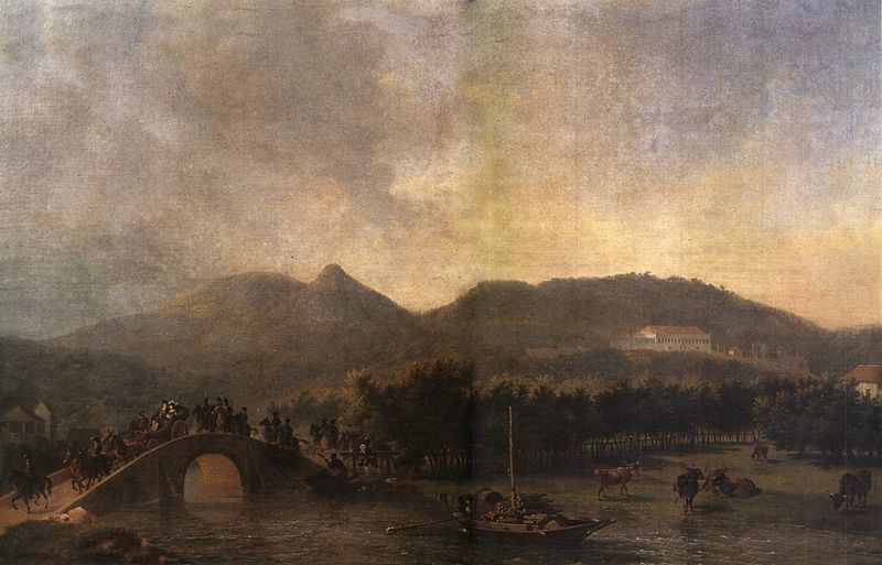 The royal procession's crossing de Maracanã bridge, vintage artwork by Nicolas-Antoine Taunay, 12x8" (A4) Poster