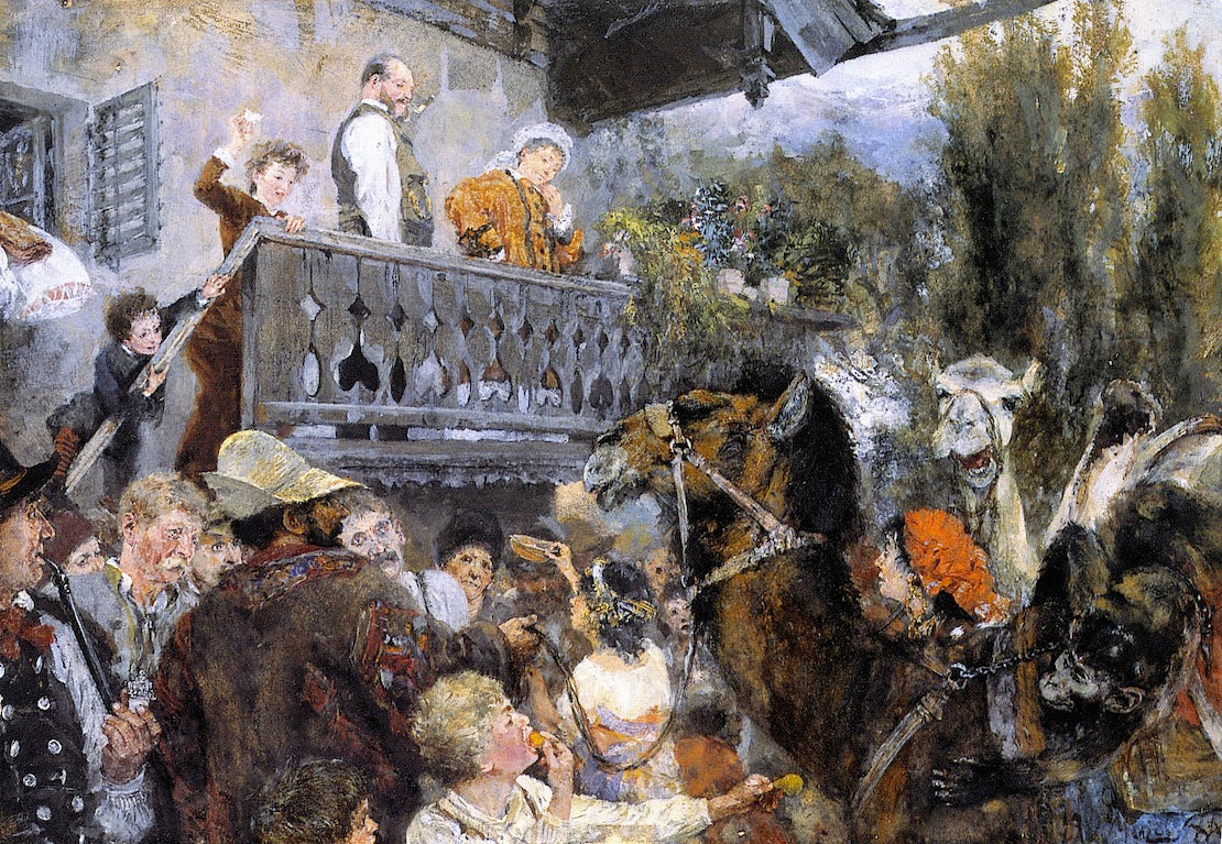 Camel Driver at Partenkirchen, vintage artwork by Adolph von Menzel, A3 (16x12") Poster Print