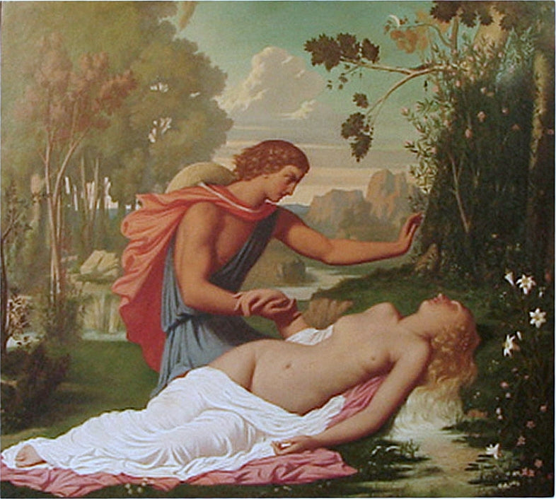 Alphee et Arethuse, vintage artwork by Leopold Burthe, 12x8" (A4) Poster