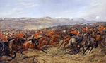 The Charge of the Heavy Brigade at the Battle of Balaclava, 25 October 1854, vintage artwork by Godfrey Douglas Giles, 12x8" (A4) Poster