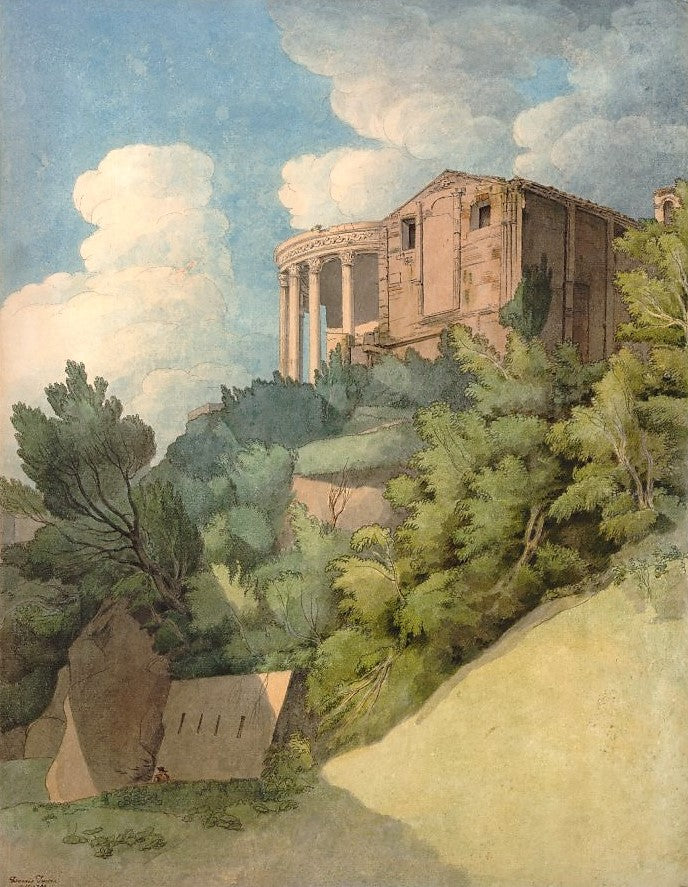The Siby l's Temple at Tivoli, vintage artwork by Francis Towne, 12x8" (A4) Poster