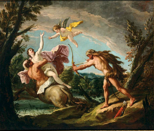 The Rape of Deianiera, vintage artwork by Gaspare Diziani, 12x8" (A4) Poster