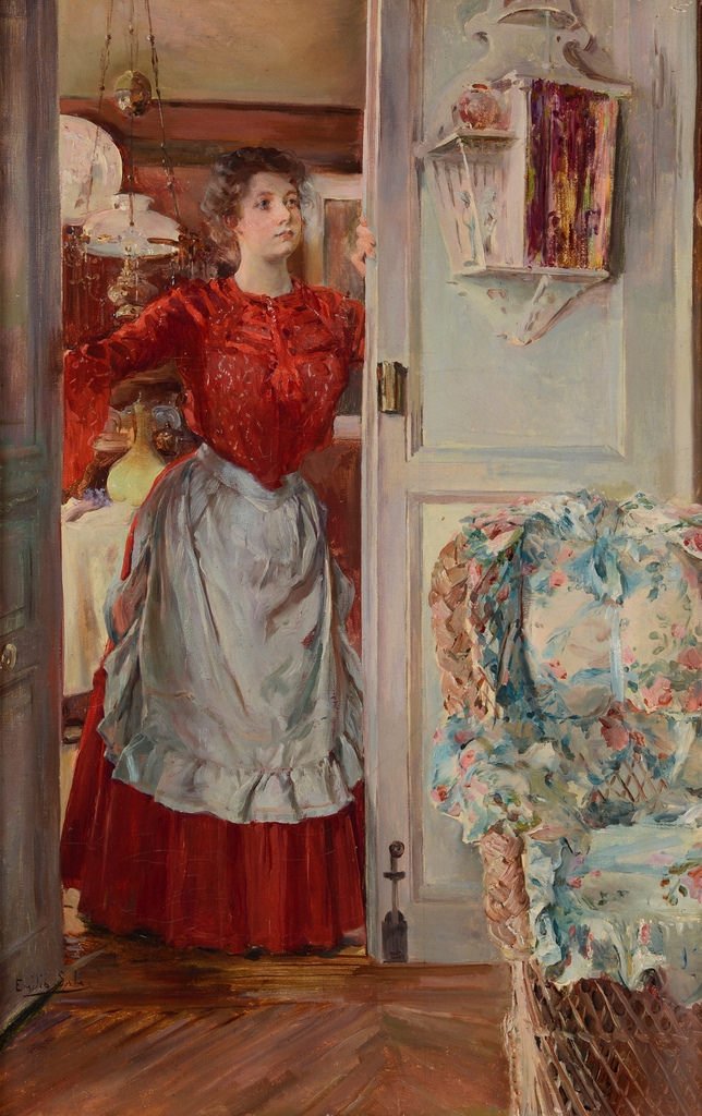 Girl at the Door, vintage artwork by Emilio Sala  Frances, 12x8" (A4) Poster