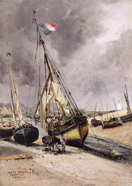 Harbor at Low Tide, vintage artwork by Jules Noel, A3 (16x12") Poster Print