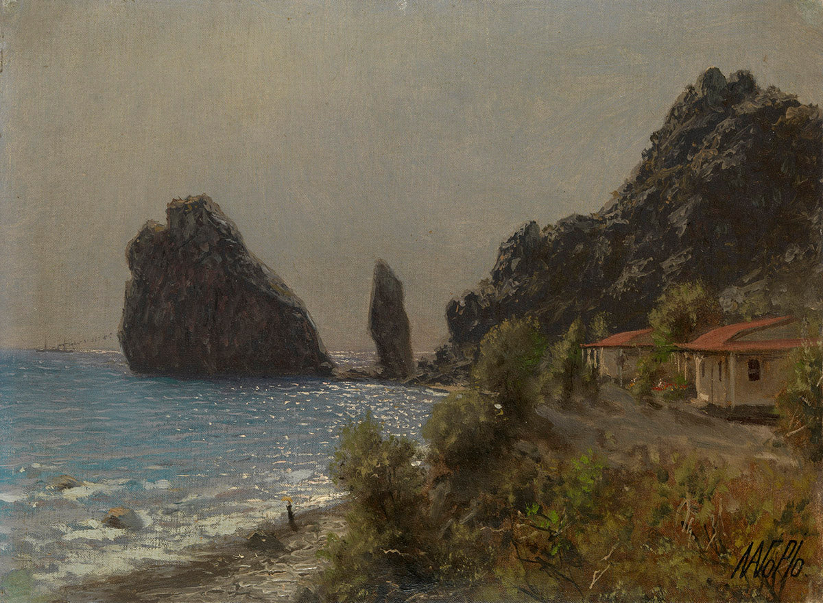 Coast of Simeiz, Crimea, vintage artwork by Lev Lagorio, 12x8" (A4) Poster