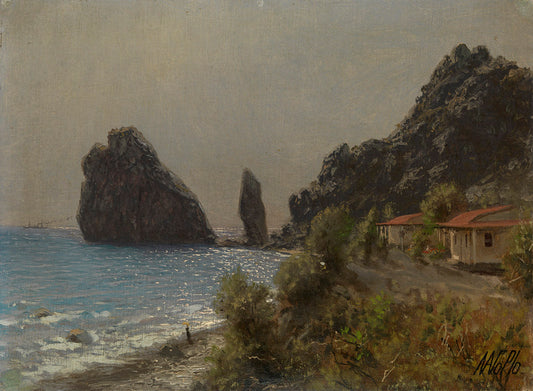 Coast of Simeiz, Crimea, vintage artwork by Lev Lagorio, 12x8" (A4) Poster
