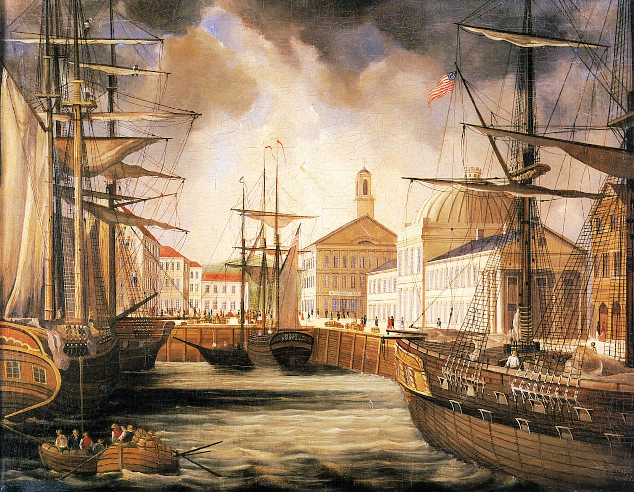 View of Boston Harbor, vintage artwork by Robert Salmon, 12x8" (A4) Poster